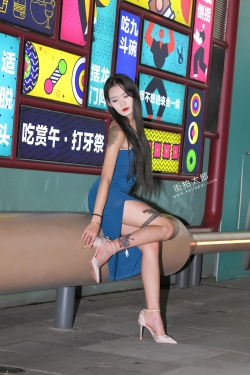 菲菲开叉蓝裙图片+视频 21-08-15-94P