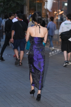 紫色吊带开叉裙原图 21-08-27-105P