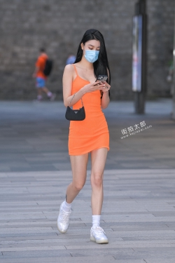 橙色包臀裙 21-08-07-41P